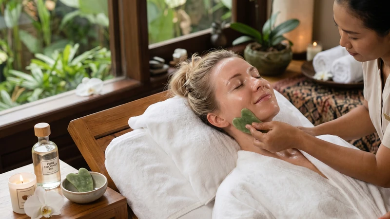 coconut oil gua sha facial massage